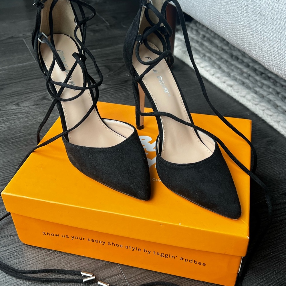 Public Desire Black Strappy Heels